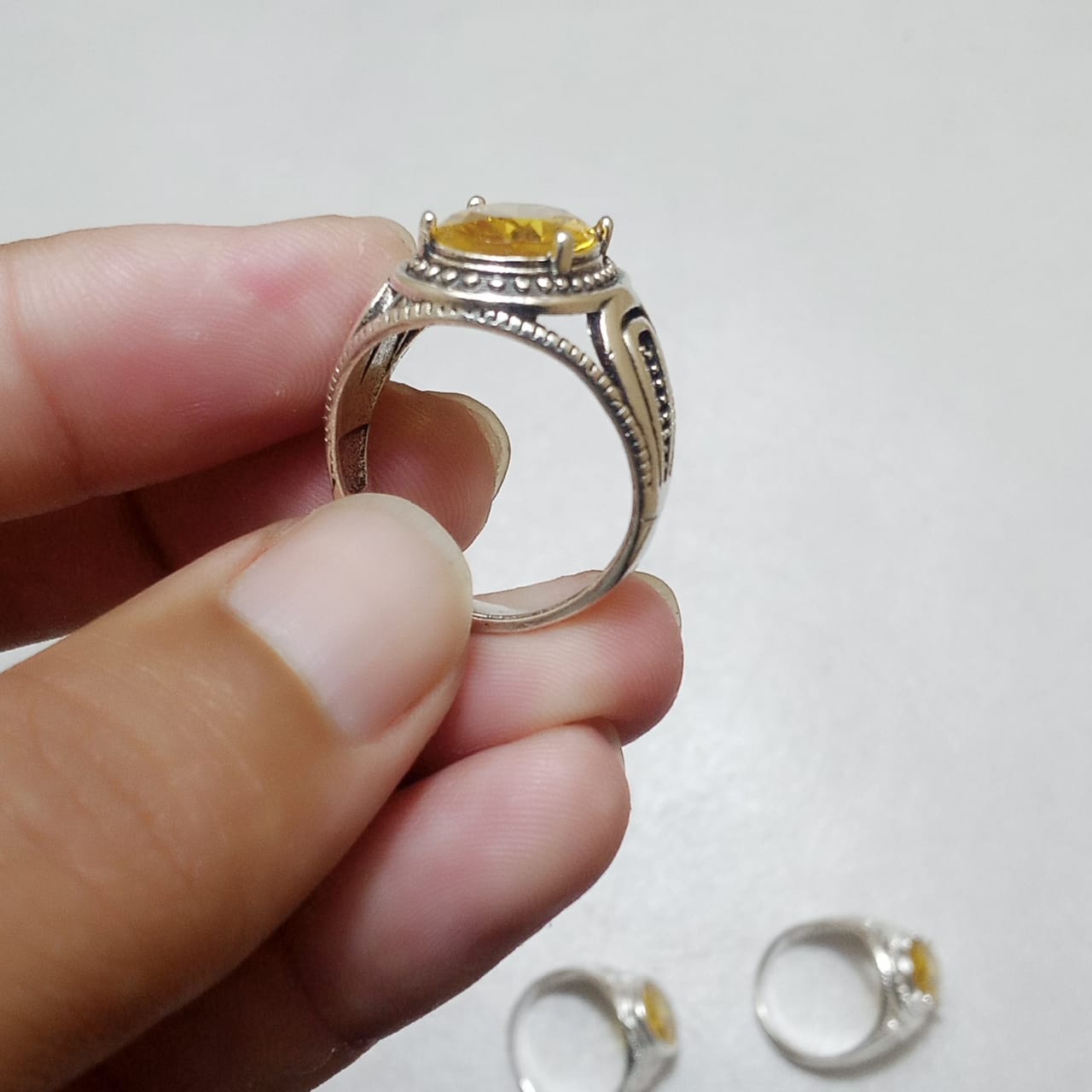 Pukhraj Ring | Turkish Designs | Yellow Sapphire Step Cut | CODE P42