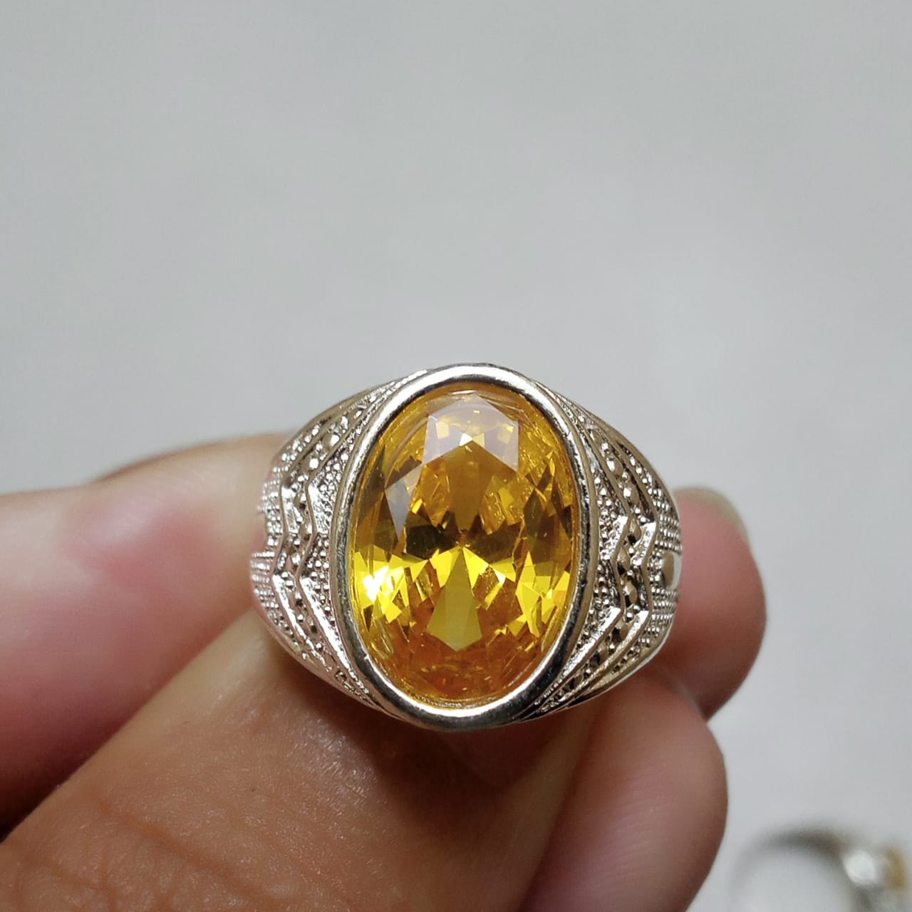 Pukhraj Ring | Turkish Designs | Yellow Sapphire Step Cut | CODE P41