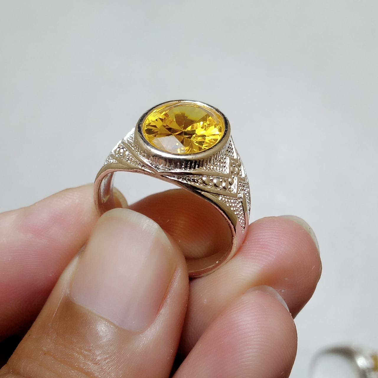 Pukhraj Ring | Turkish Designs | Yellow Sapphire Step Cut | CODE P41