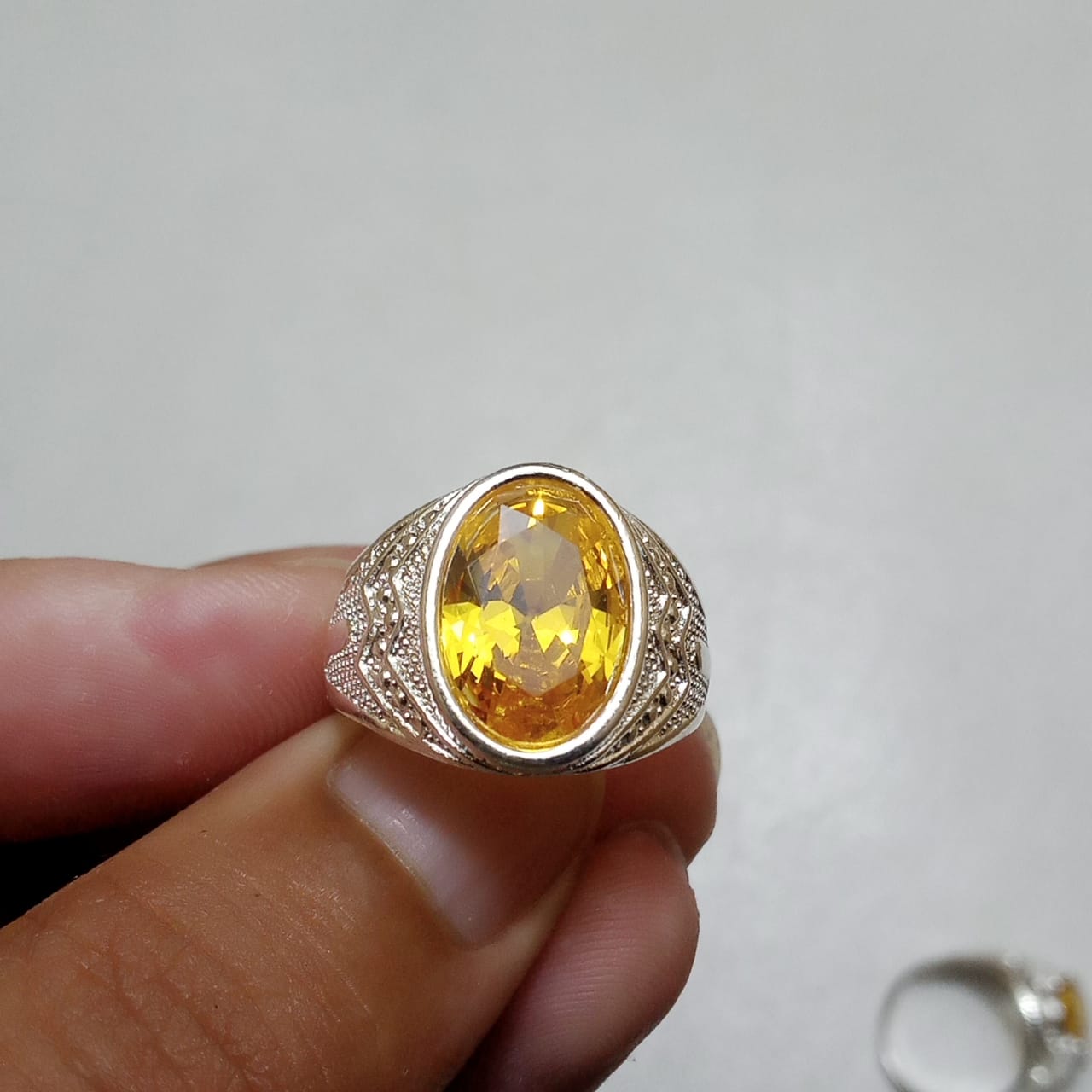 Pukhraj Ring | Turkish Designs | Yellow Sapphire Step Cut | CODE P41