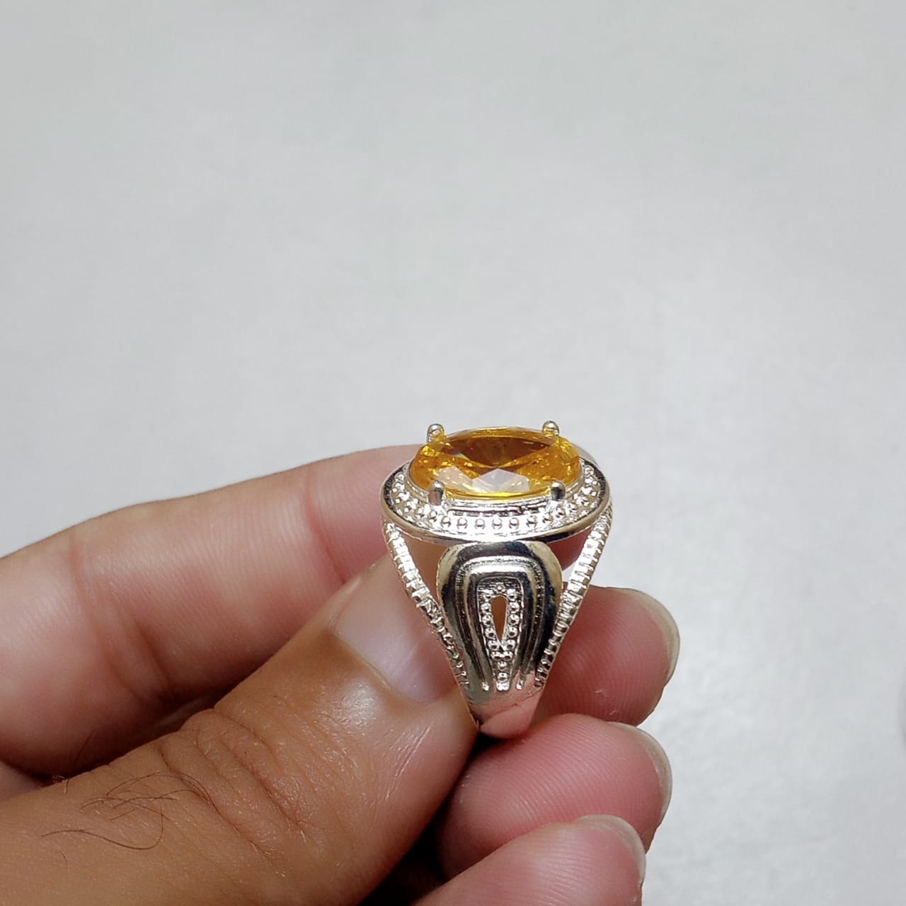 Pukhraj Ring | Turkish Designs | Yellow Sapphire Step Cut | CODE P40