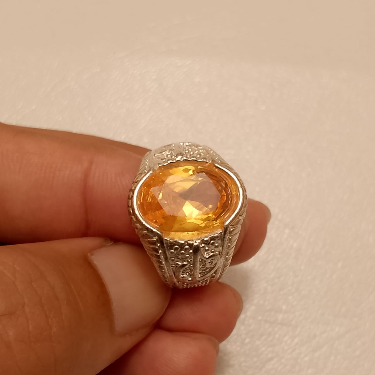 Italian Pukhraj Ring | Step Cut | Golden Yellow Pukhraj