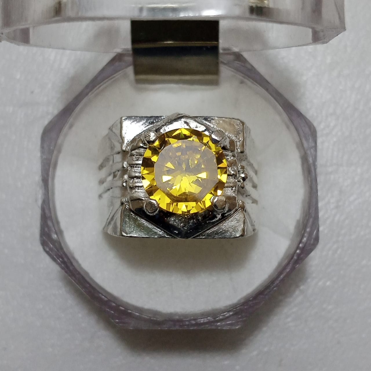 Pukhraj Ring | Diamond Shape Step Cut | CODE P31