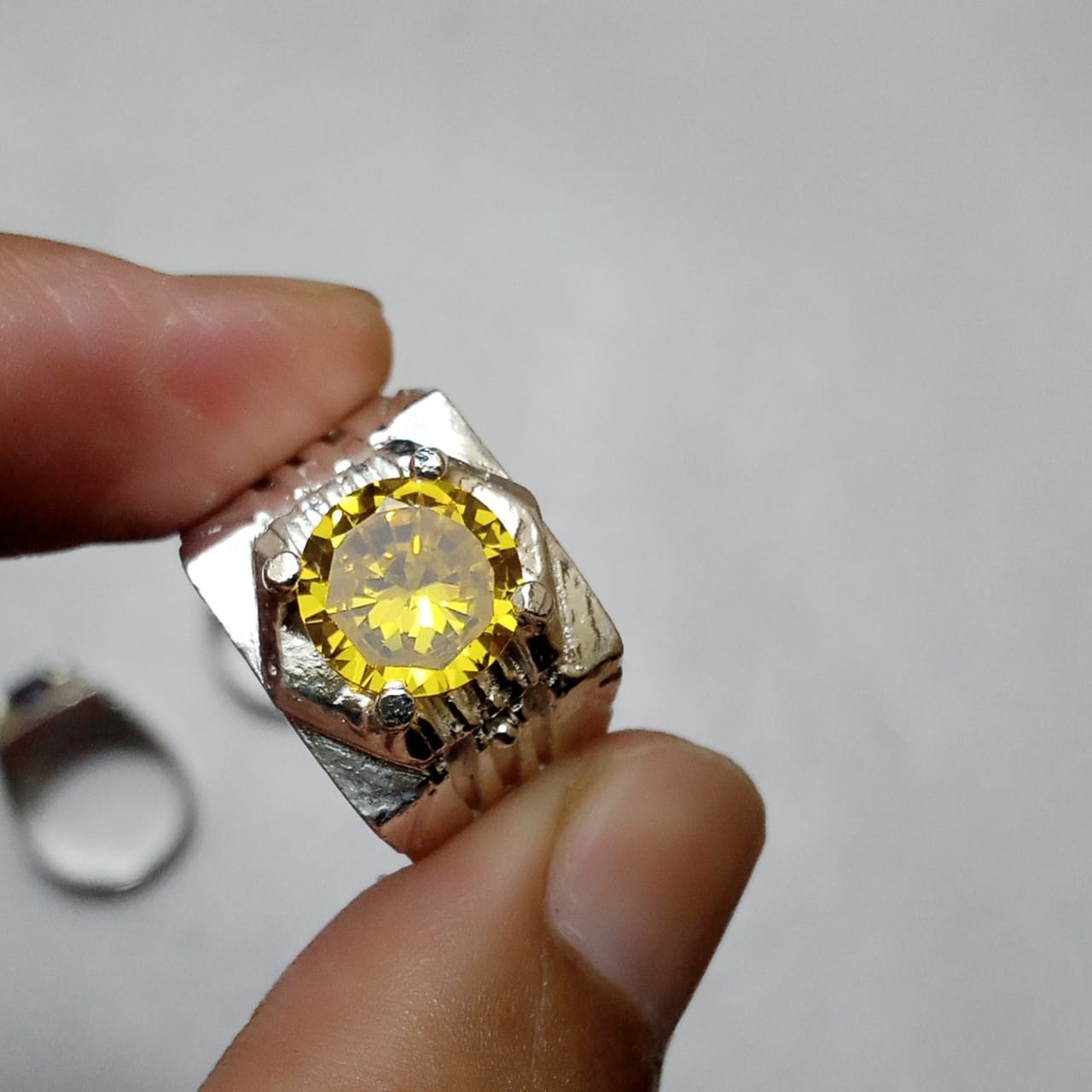Pukhraj Ring | Diamond Shape Step Cut | CODE P31