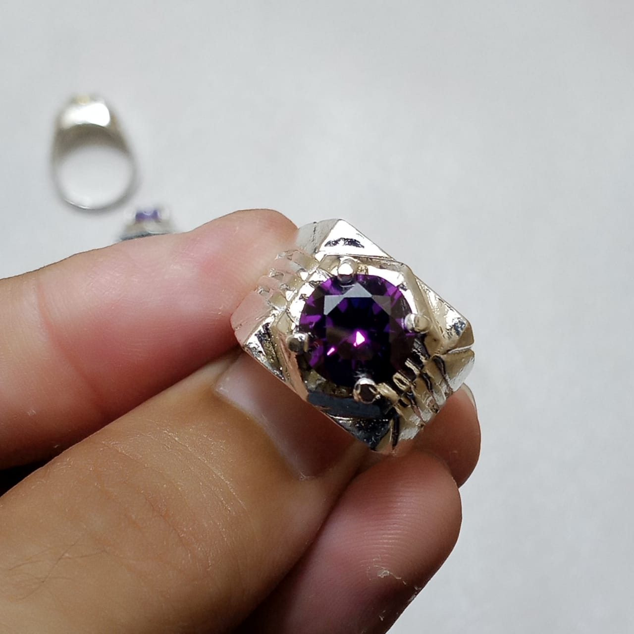 Neelam Ring | Diamond Shape Step Cut | CODE N-31