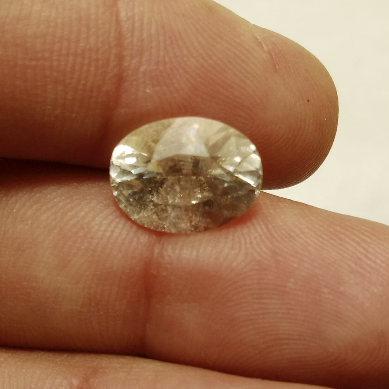White Pukhraj | White Sapphire | Oval shape | Step Cutting