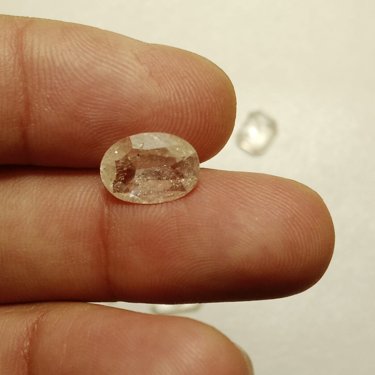 White Pukhraj | White Sapphire | Oval shape | Step Cutting