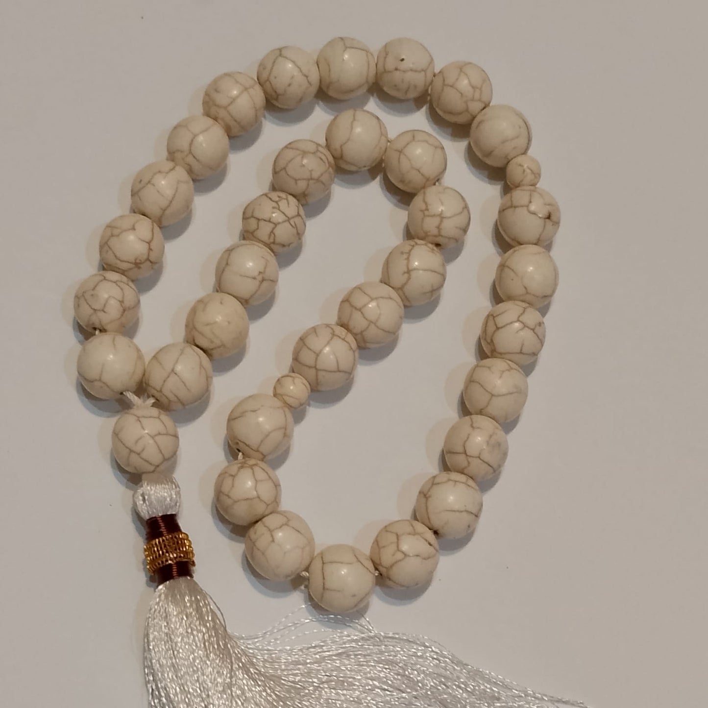 White Ferooza Tasbeeh | Sang e Ibrahimi Tasbih | 33 Beads | 30 mm