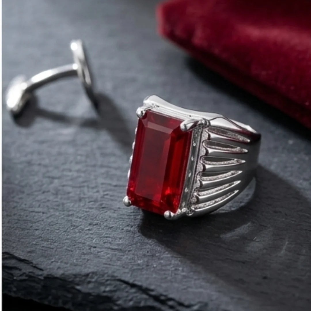10 carat Yaqoot Ring | Step Cut Ruby | Italian Style Ring