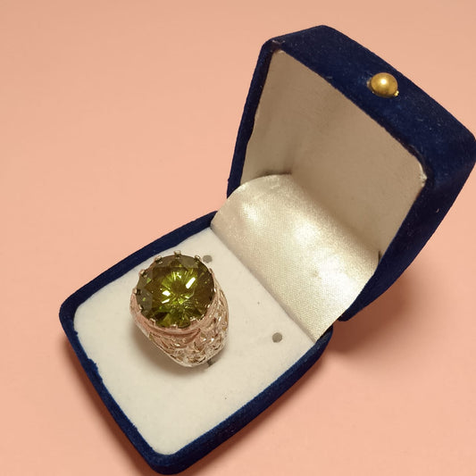 33 Carats Green Garnet Ring,  Step Cut, Size 20
