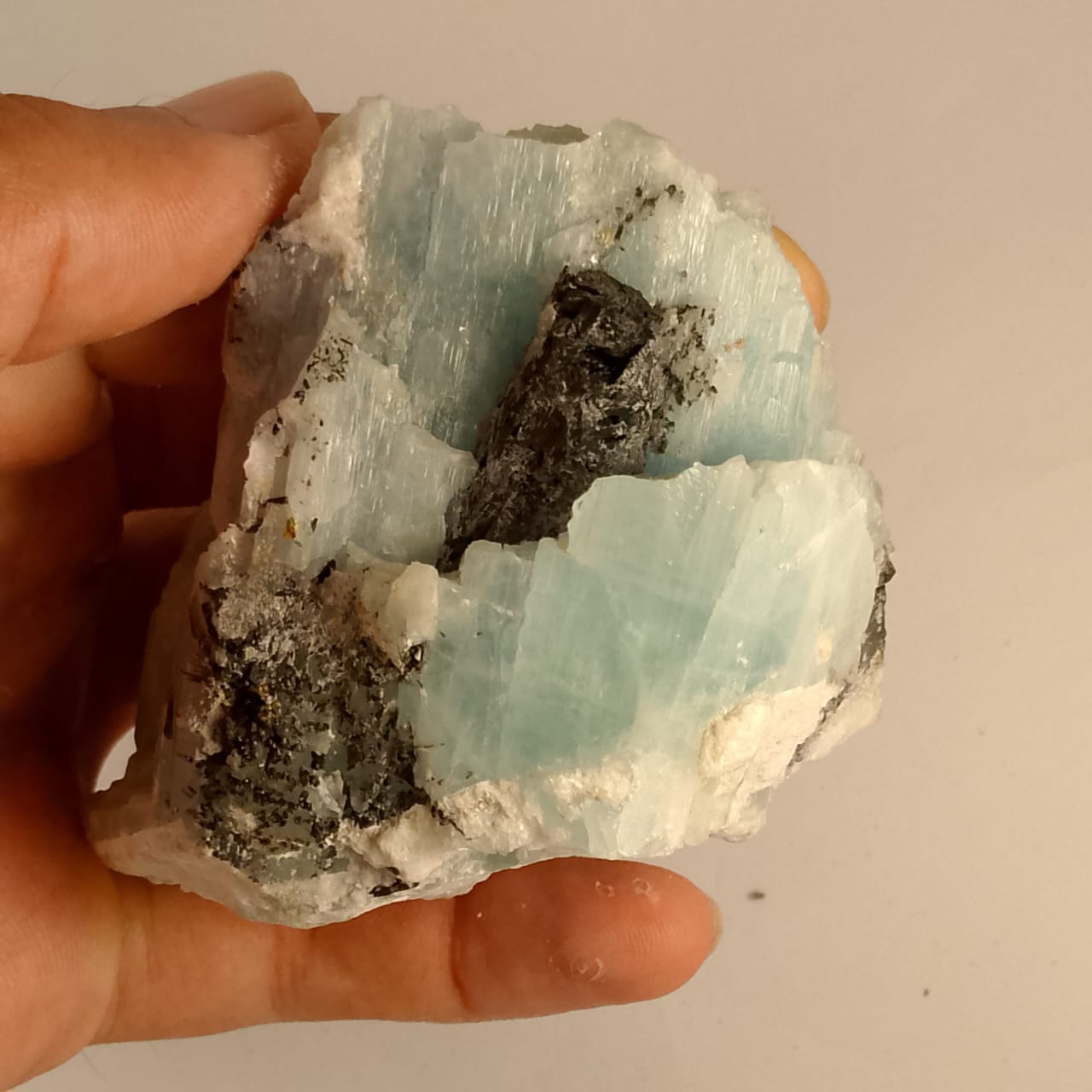 Afghan Aquamarine and Black Tourmaline Crystal Specimen | 1700 Carats | Rs 50 per ct.