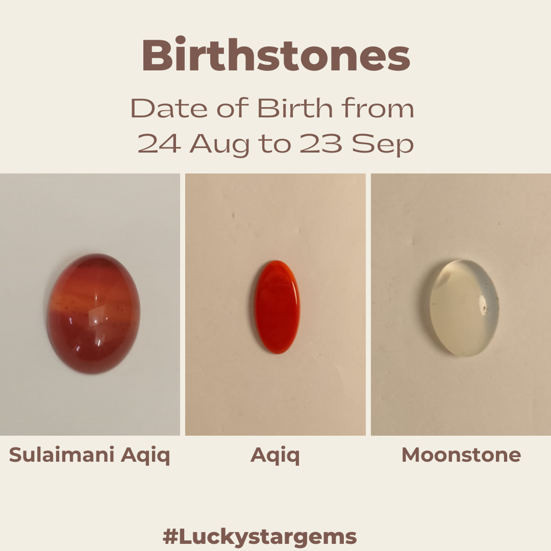 Lucky Bundle | Sangi Sulimani, Aqiq, Moonstone | Set of 3 Gems | 5-6 Carat