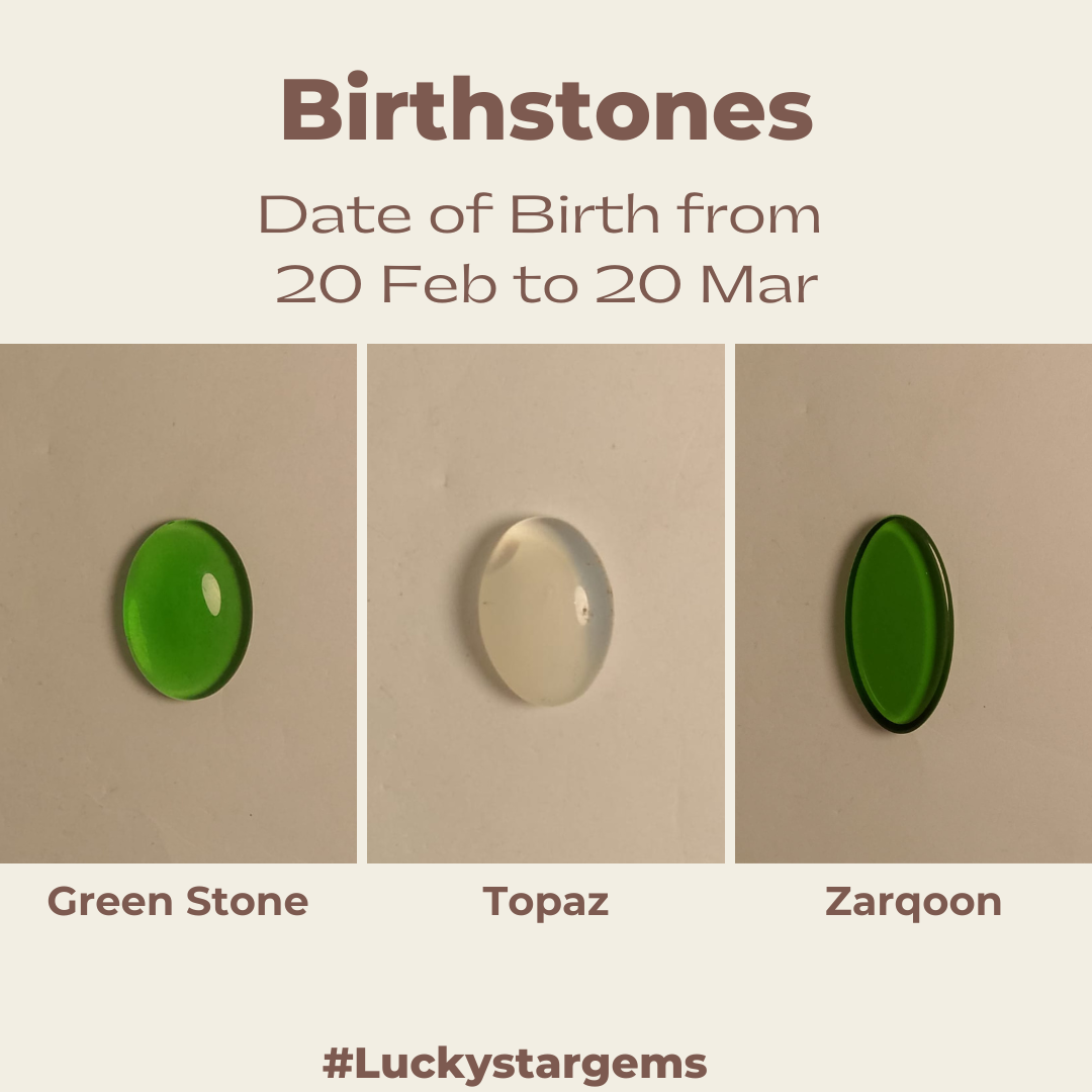 Lucky Bundle - Green Stone, Topaz, Zarqoon | Set of 3 Gems | 5-6 Carats