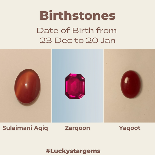 Lucky Bundle | Red Zarqoon, Sulaimani Aqiq, Yaqoot | Set of 3 Gems | 5-6 Carat
