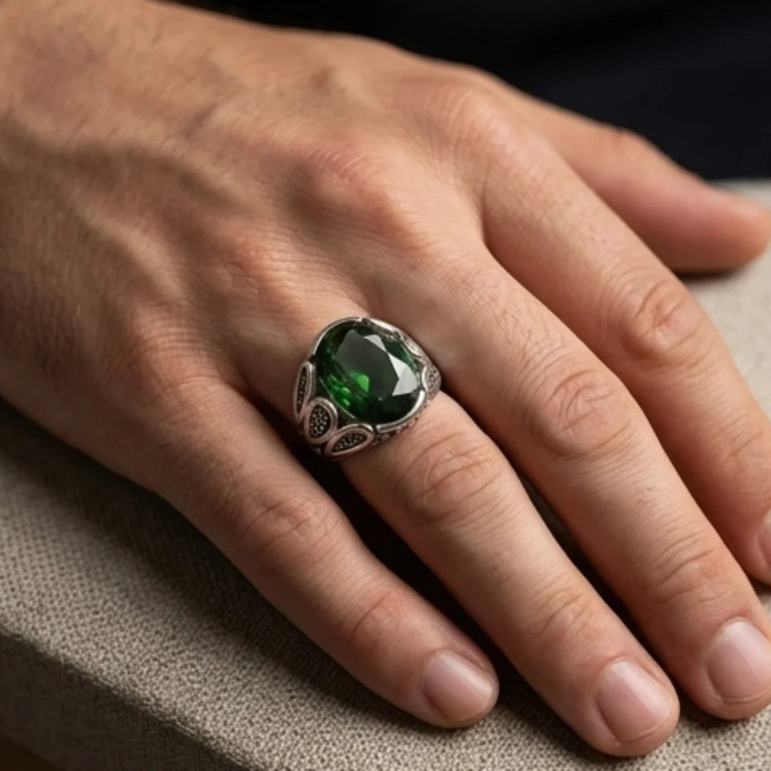Emerald Ring | Step Cut Zamrud | Turkish Style Ring | CODE E-56