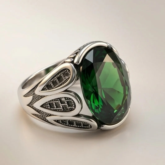 Emerald Ring | Step Cut Zamrud | Turkish Style Ring | CODE E-56