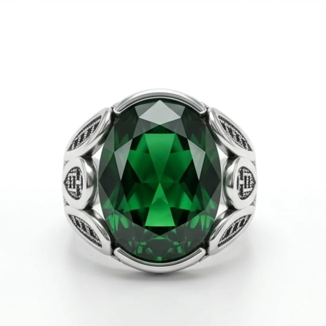 Emerald Ring | Step Cut Zamrud | Turkish Style Ring | CODE E-56