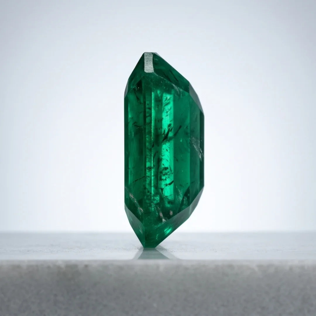 20.6 carat Zamrud | Step Cutting | Vitreous Dark Green color