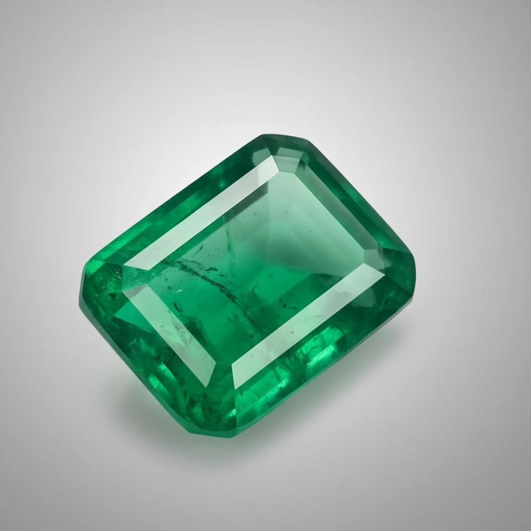 Panna (zamrud) | Oval Shape Step Cutting | Vitreous Dark Green