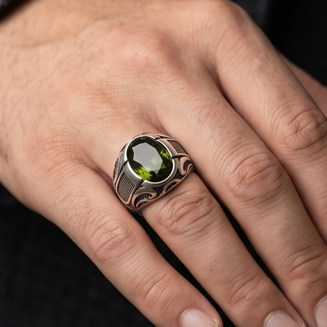 Emerald Ring | Step Cut Zamrud | Italian Style Ring | CODE E-70