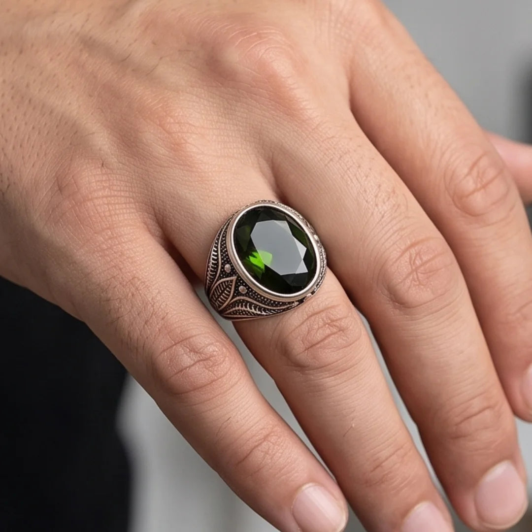 Emerald Ring | Step Cut Zamrud | Italian Style Ring | CODE E-68