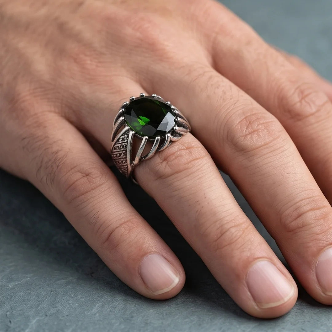 Emerald Ring | Step Cut Zamrud | Italian Style Ring | CODE E-67