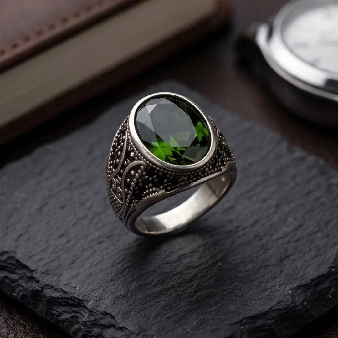 Emerald Ring | Step Cut Zamrud | Italian Style Ring | CODE E-66