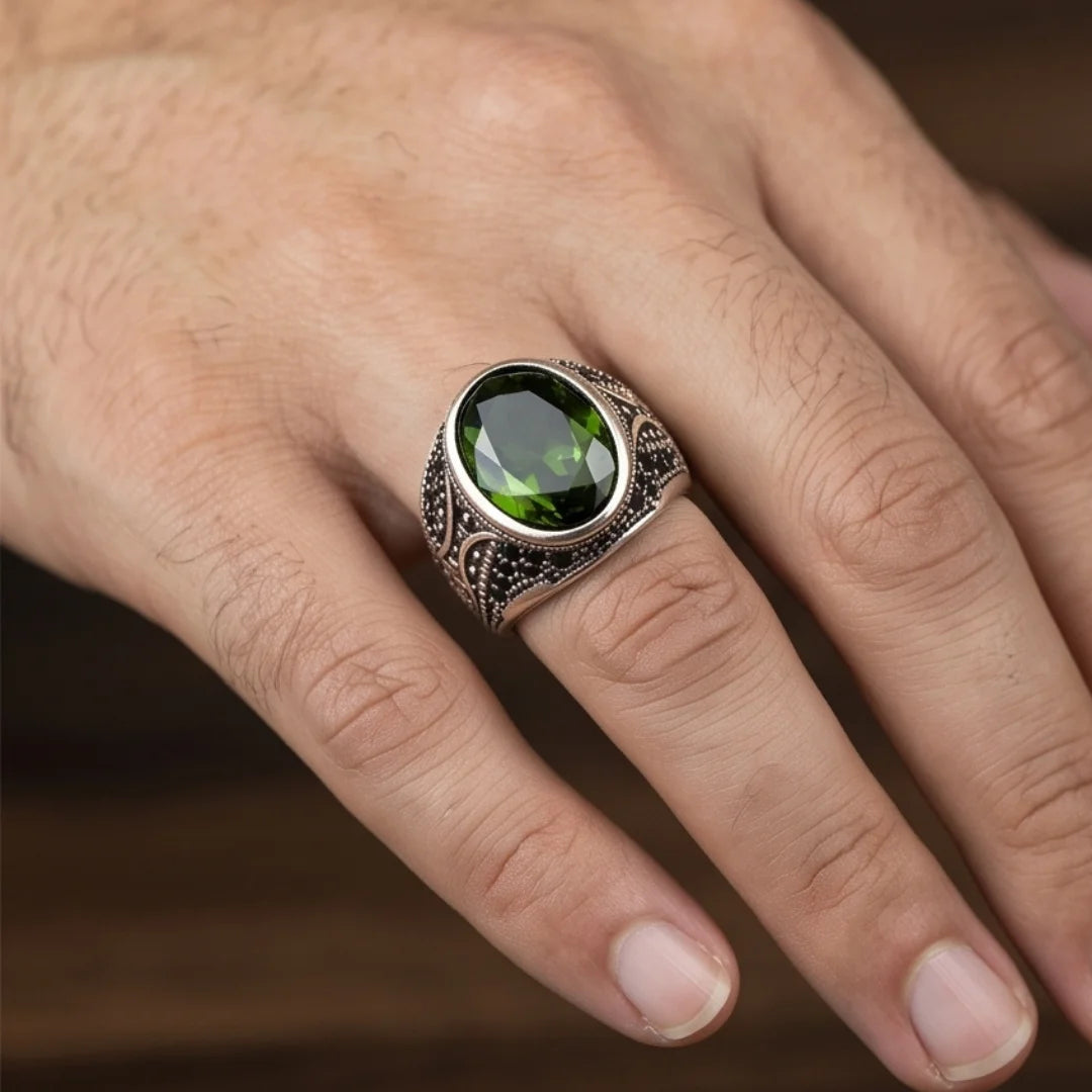 Emerald Ring | Step Cut Zamrud | Italian Style Ring | CODE E-66