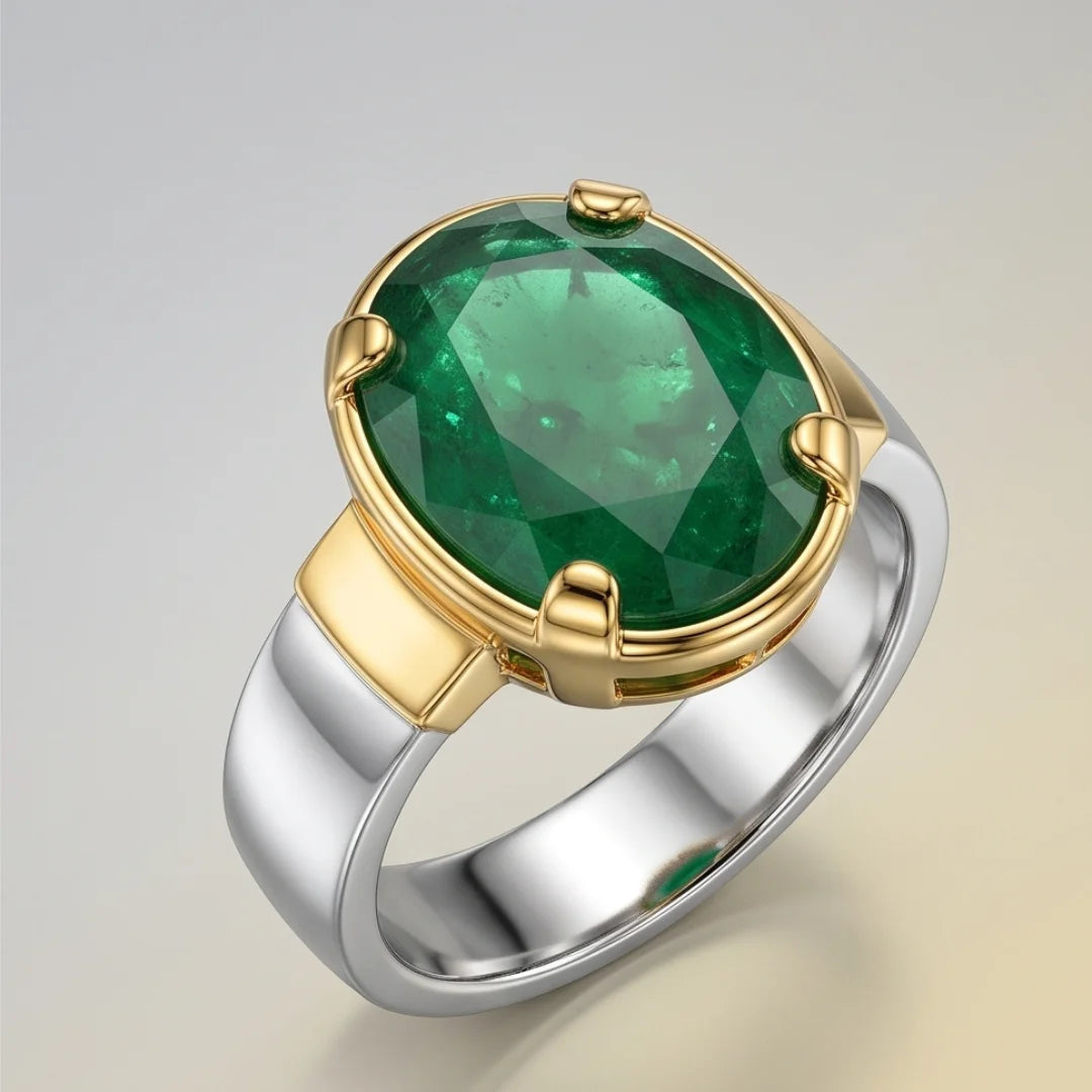 Emerald Ring | Step Cut Zamrud | Italian Style Ring | CODE E-65
