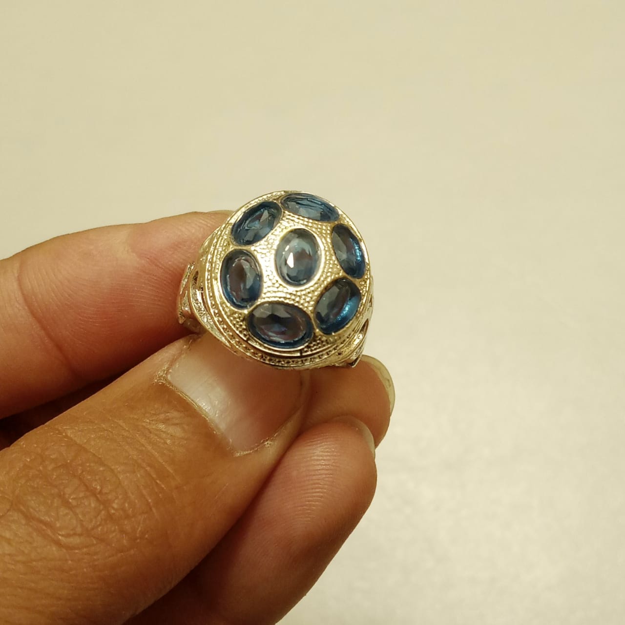 Multiple stone Kashmiri Neelam Ring | Step Cut | Turkish Style Ring