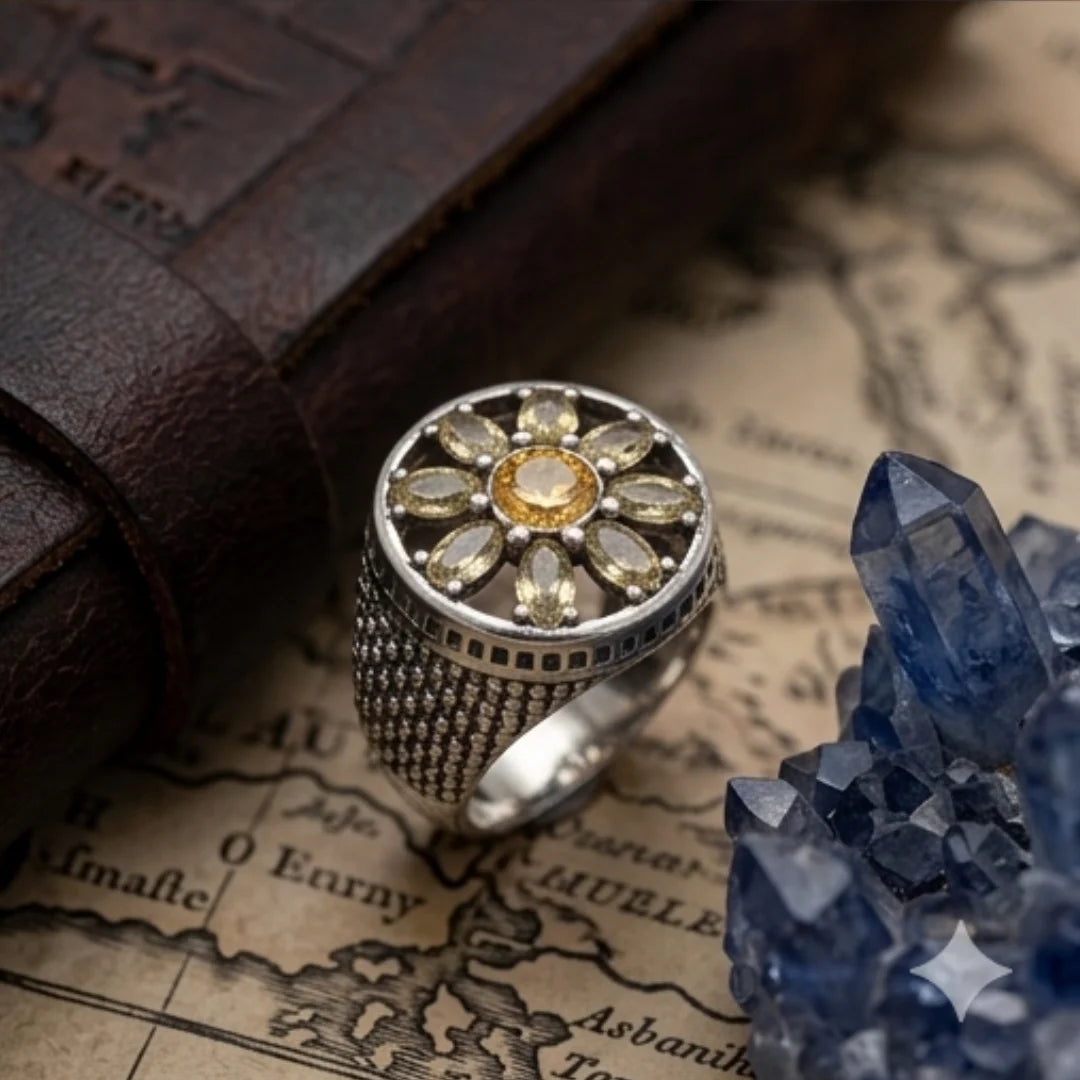 Pukhraj Ring | Turkish Designs | Yellow Sapphire Step Cut | CODE P-47