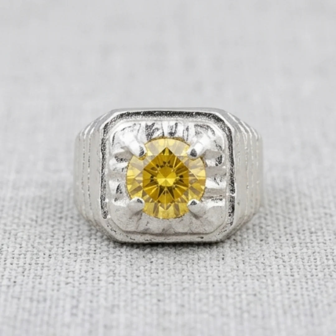 Pukhraj Ring | Turkish Designs | Yellow Sapphire Step Cut | CODE P-53