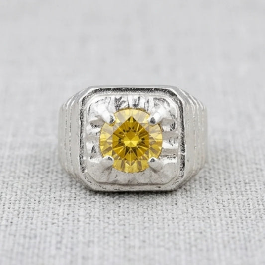 Pukhraj Ring | Turkish Designs | Yellow Sapphire Step Cut | CODE P-53