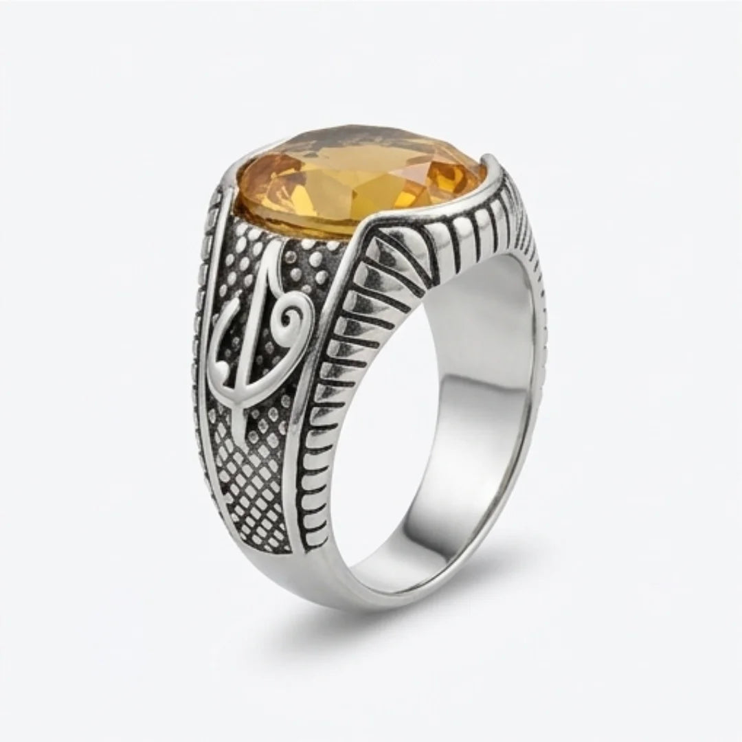Pukhraj Ring | Turkish Designs | Yellow Sapphire Step Cut | CODE P-51