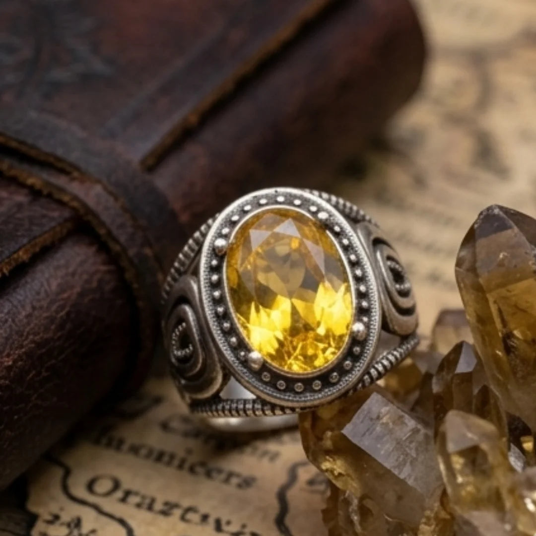 Pukhraj Ring | Turkish Designs | Yellow Sapphire Step Cut | CODE P-49