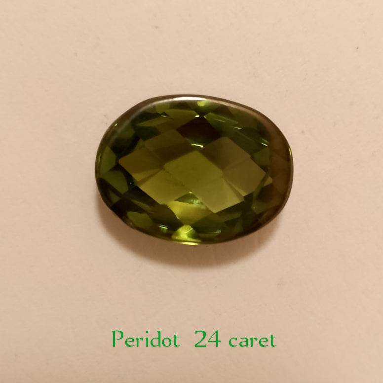 Peridot Stone | Oval Shape Step Cutting | Vitreous Greenish yellow