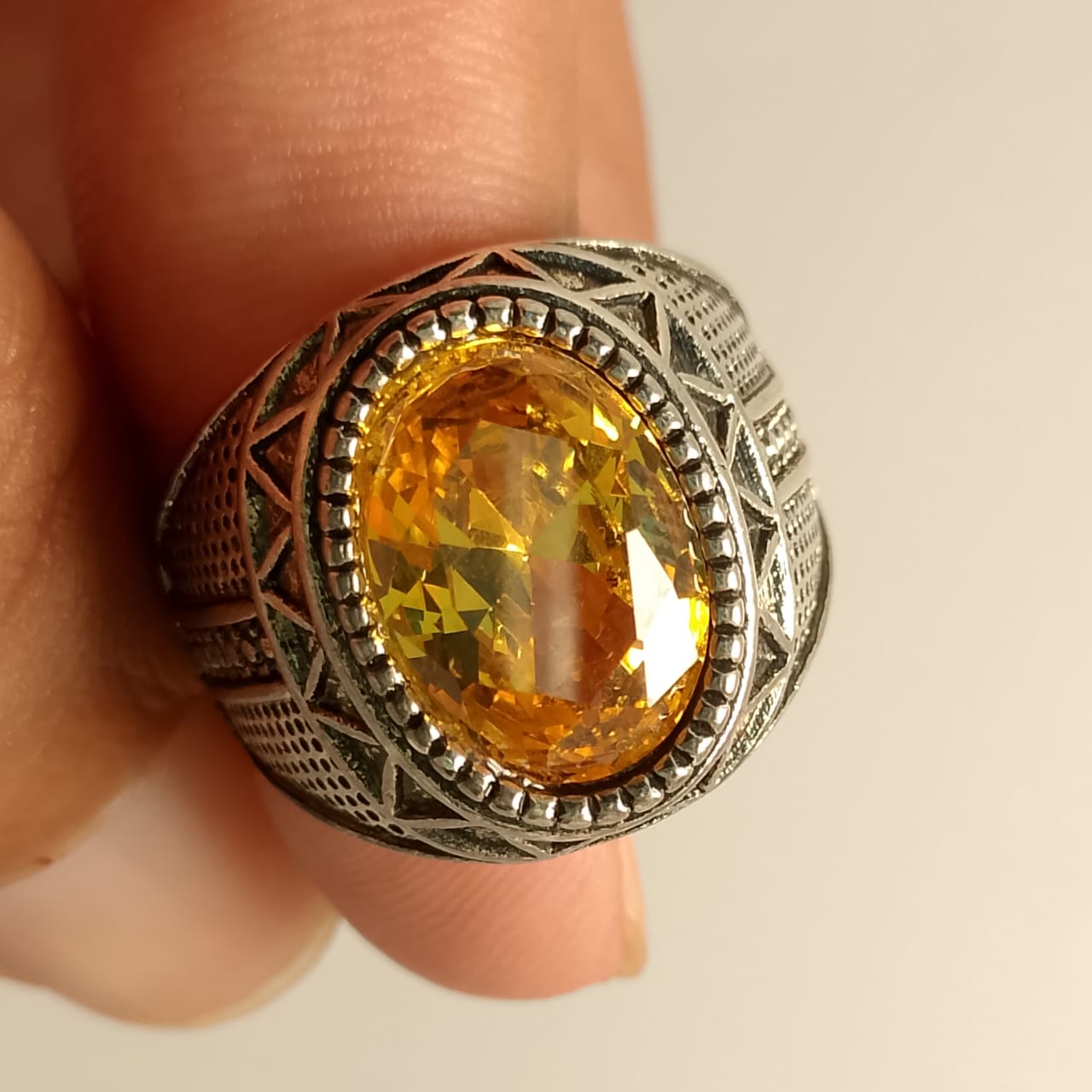 16 Carats Pukhraj Ring | Step Cut | Golden Yellow Pukhraj