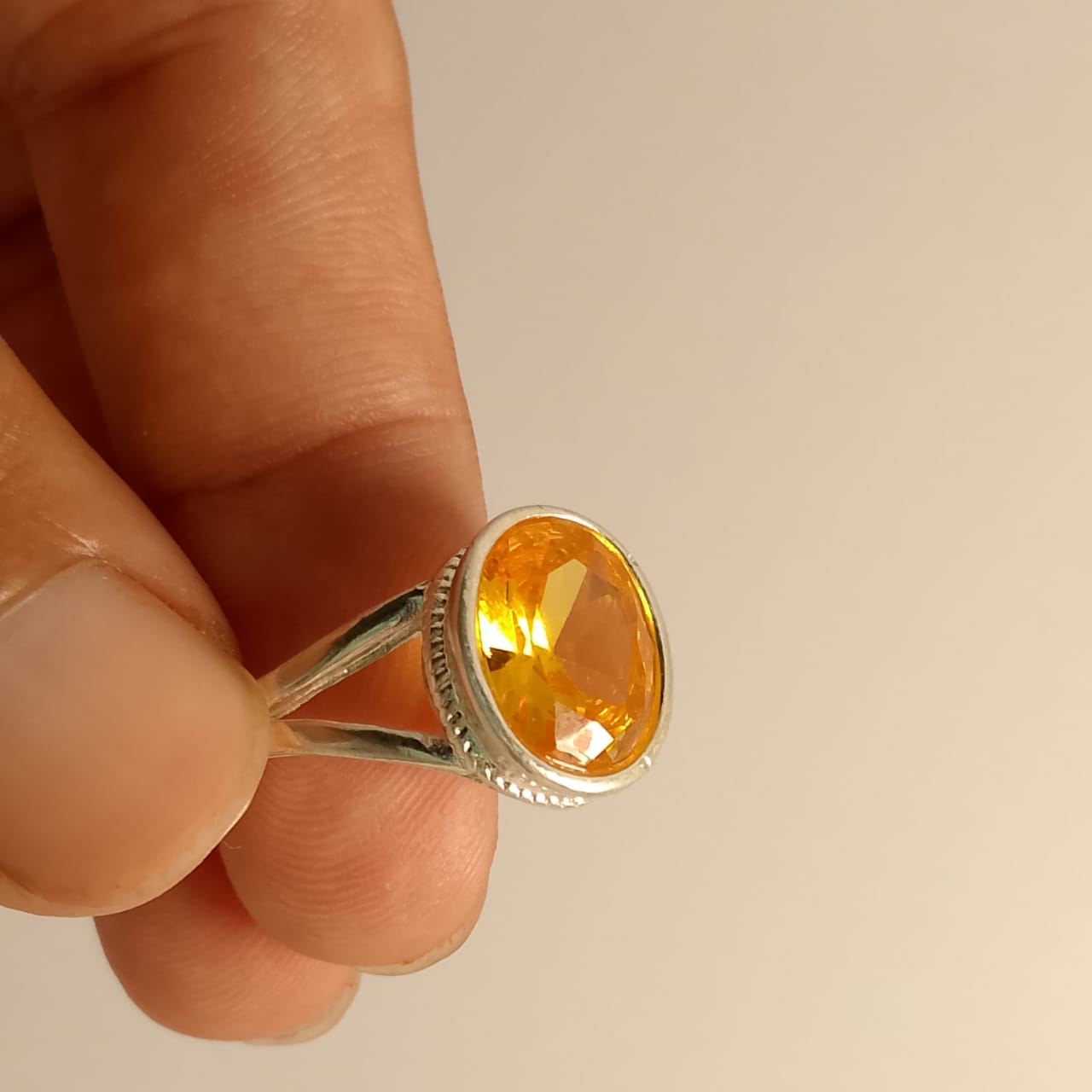 10 Carats Pukhraj Ring | Step Cut | Golden Yellow Pukhraj