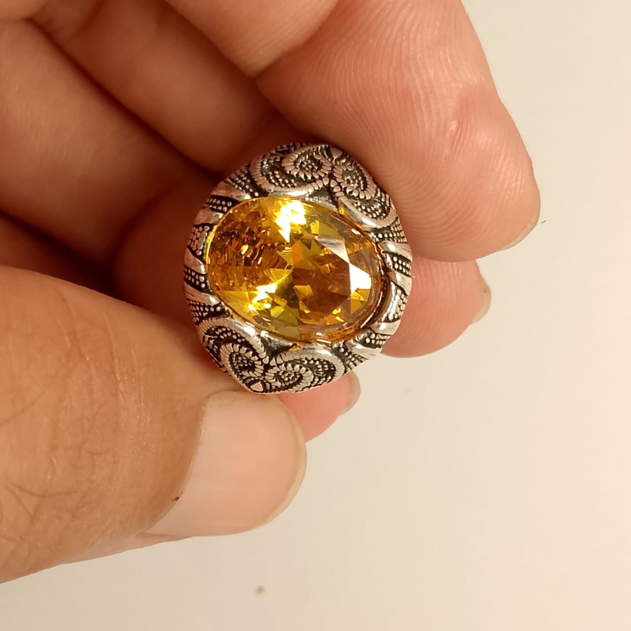 10 Carats Pukhraj Ring | Step Cut | Golden Yellow Pukhraj