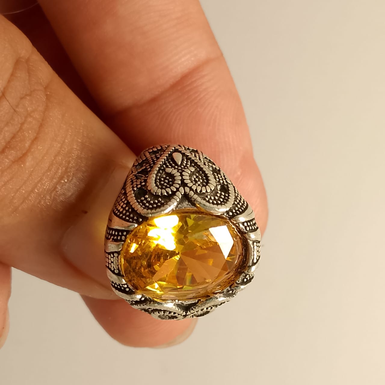 10 Carats Pukhraj Ring | Step Cut | Golden Yellow Pukhraj