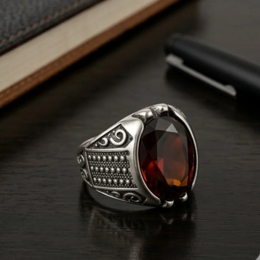 Yaqoot Ring | Step Cut Ruby Ring | Turkish Style Ring