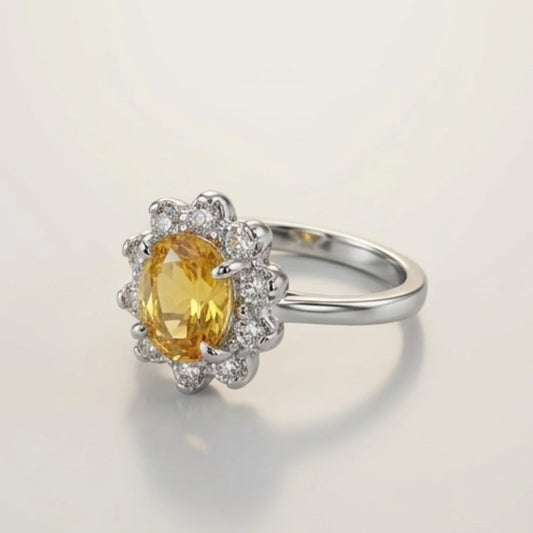 Pukhraj Female Ring | Diamond Shape Step Cut | CODE P22