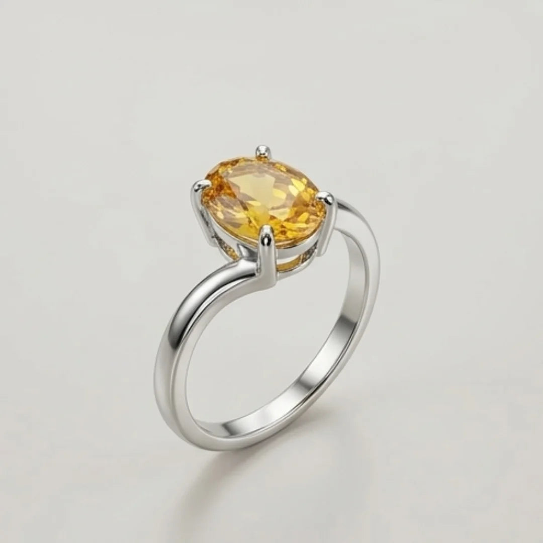 Pukhraj Female Ring | Diamond Step Cut | CODE P21