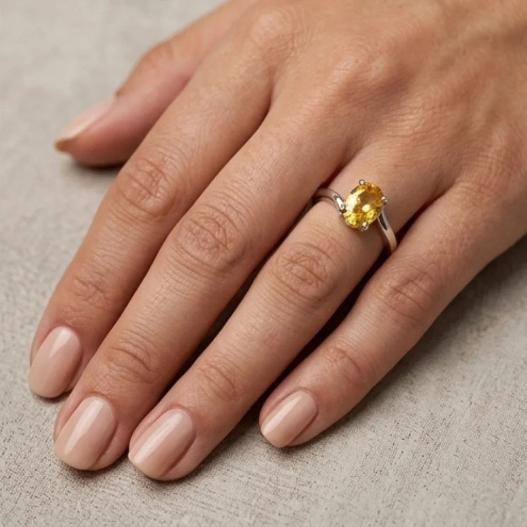 Pukhraj Female Ring | Diamond Step Cut | CODE P21