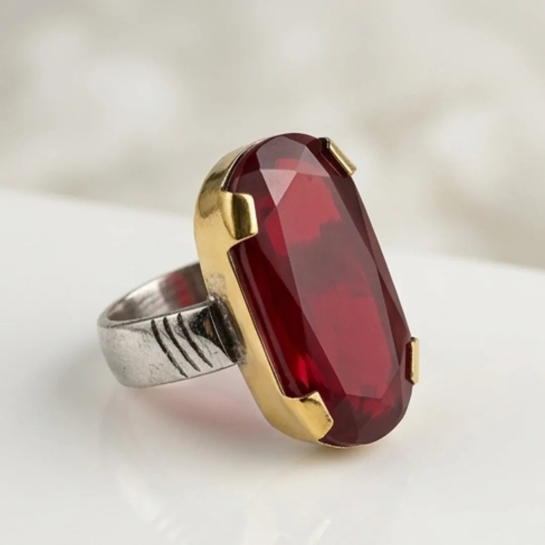 Yaqoot Ring | Step Cut Ruby | Turkish Style Ring
