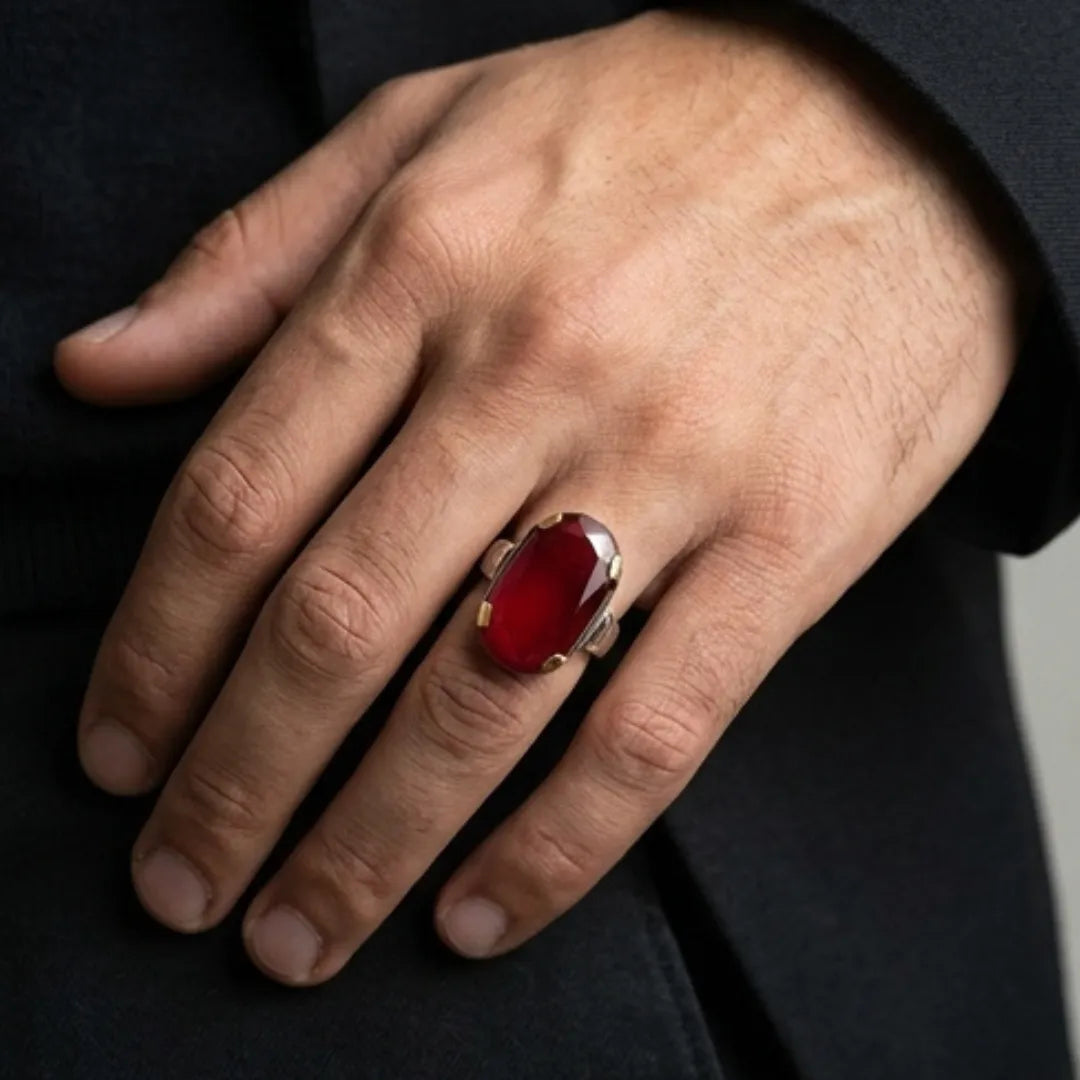 Yaqoot Ring | Step Cut Ruby | Turkish Style Ring