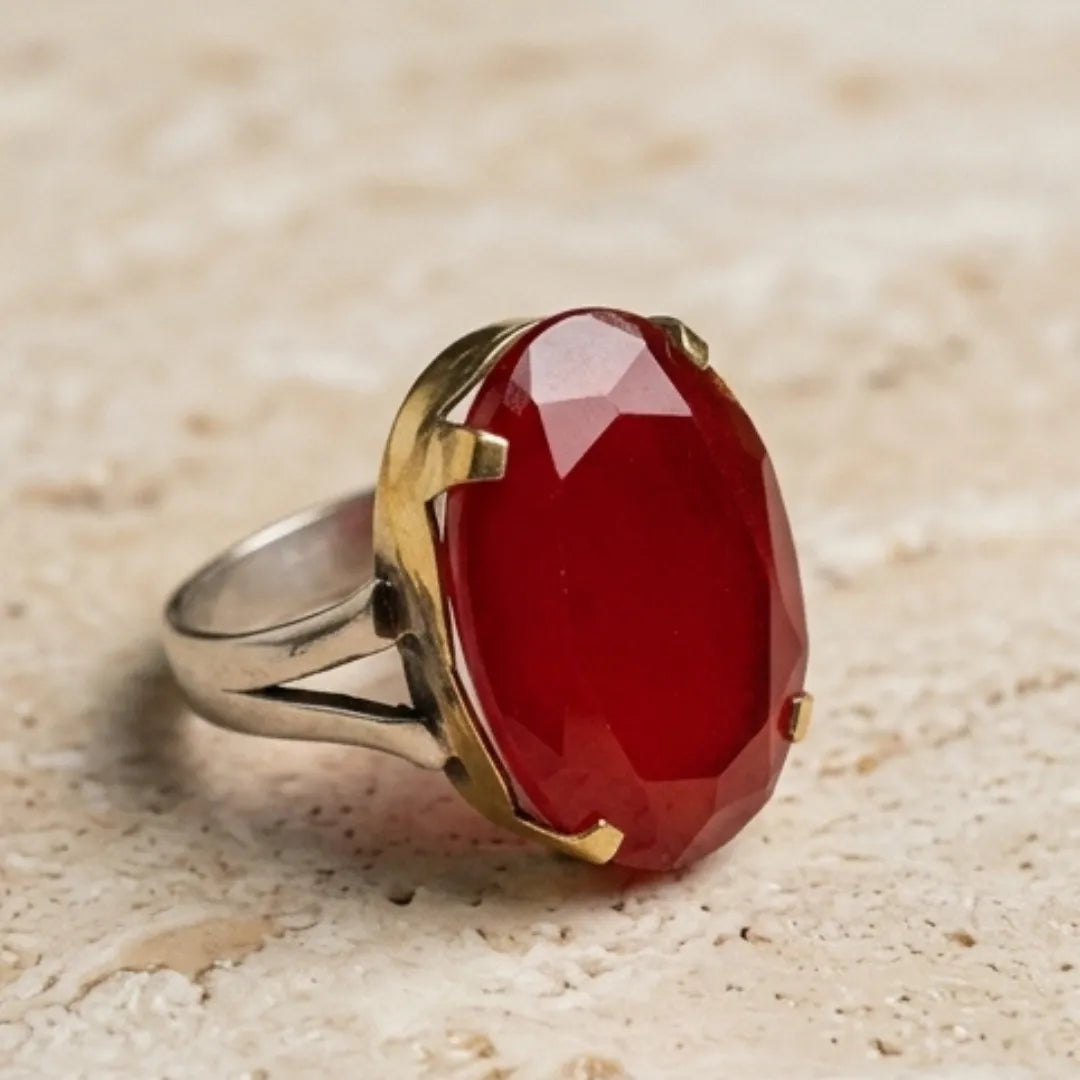 Yaqoot Ring | Step Cut Ruby | Turkish Style Ring