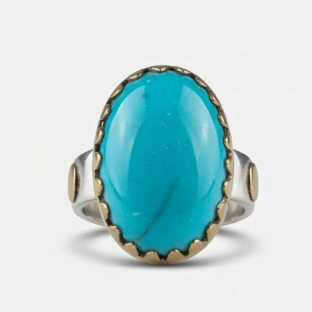 Natural Iranian Firoza (Turquoise) Ring for Men – 15 Carat | LuckyStar Gemstone