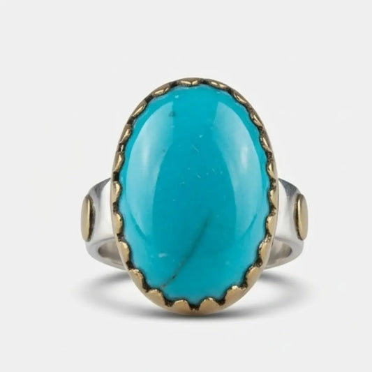 Natural Iranian Firoza (Turquoise) Ring for Men – 15 Carat | LuckyStar Gemstone