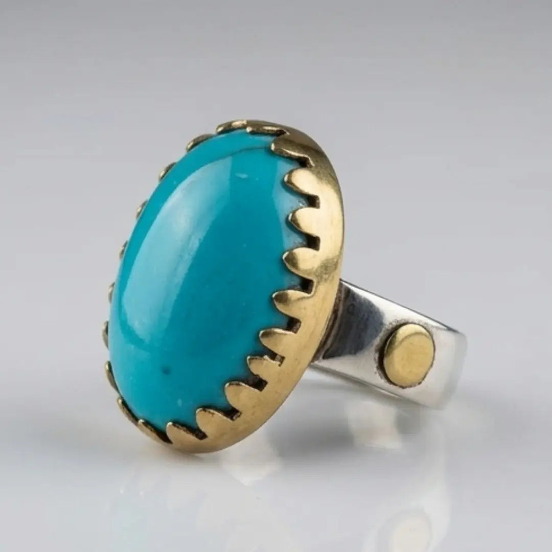 Natural Iranian Firoza (Turquoise) Ring for Men – 15 Carat | LuckyStar Gemstone